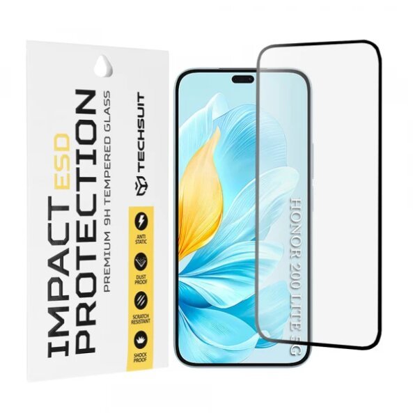Folie de protectie Ecran Techsuit pentru Honor 200 Lite, Sticla Securizata, Full Glue, Neagra