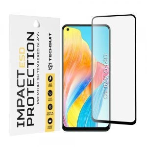 Folie de protectie Ecran Techsuit pentru Oppo A78 4G, Sticla Securizata, Full Glue, Neagra