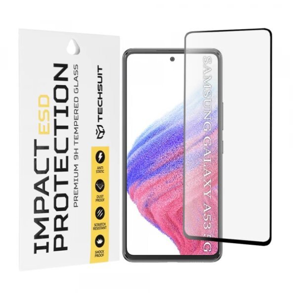 Folie de protectie Ecran Techsuit pentru Samsung Galaxy A53 5G A536, Sticla Securizata, Full Glue, Neagra