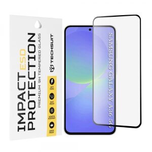 Folie de protectie Ecran Techsuit pentru Samsung Galaxy A56 A566 / A36 A366, Sticla Securizata, Full Glue, Neagra