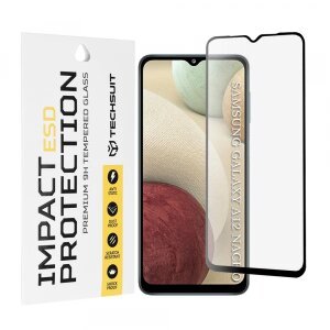 Folie de protectie Ecran Techsuit pentru Samsung Galaxy F12 F127 / A12 Nacho A127 / M02 M022 / M12 M127, Sticla Securizata, Full Glue, Neagra