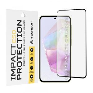 Folie de protectie Ecran Techsuit pentru Samsung Galaxy M35 / A55 5G A556 / A35 5G A356, Sticla Securizata, Full Glue, Neagra