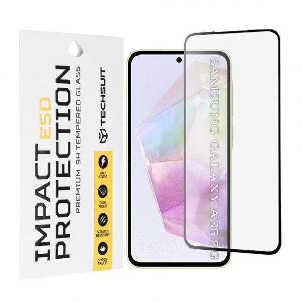 Folie de protectie Ecran Techsuit pentru Samsung Galaxy M35 / A55 5G A556 / A35 5G A356, Sticla Securizata, Full Glue, Neagra
