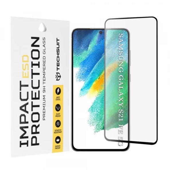 Folie de protectie Ecran Techsuit pentru Samsung Galaxy S21 FE 5G G990, Sticla Securizata, Full Glue, Neagra