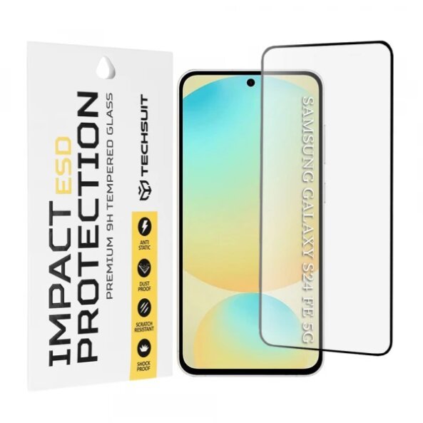 Folie de protectie Ecran Techsuit pentru Samsung Galaxy S24 FE S721, Sticla Securizata, Full Glue, Neagra