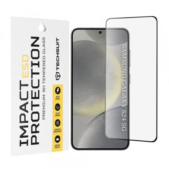 Folie de protectie Ecran Techsuit pentru Samsung Galaxy S24 S921, Sticla Securizata, Full Glue, Neagra