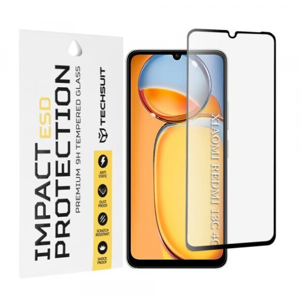 Folie de protectie Ecran Techsuit pentru Xiaomi Redmi 13C 5G / 13C / Poco C65, Sticla Securizata, Full Glue, Neagra