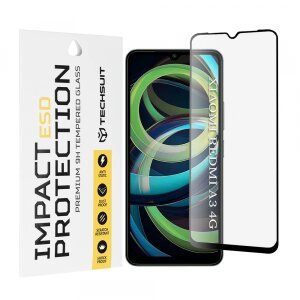 Folie de protectie Ecran Techsuit pentru Xiaomi Redmi A3x / A3, Sticla Securizata, Full Glue, Neagra
