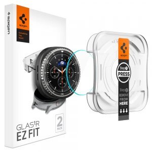 Folie Protectie Spigen GlastR EZ FIT pentru Samsung Galaxy Watch8 Classic, Set 2 bucati, Sticla Securizata