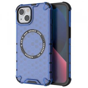 Husa MagSafe pentru Apple iPhone 13, Techsuit, HoneyComb Shield, Albastra