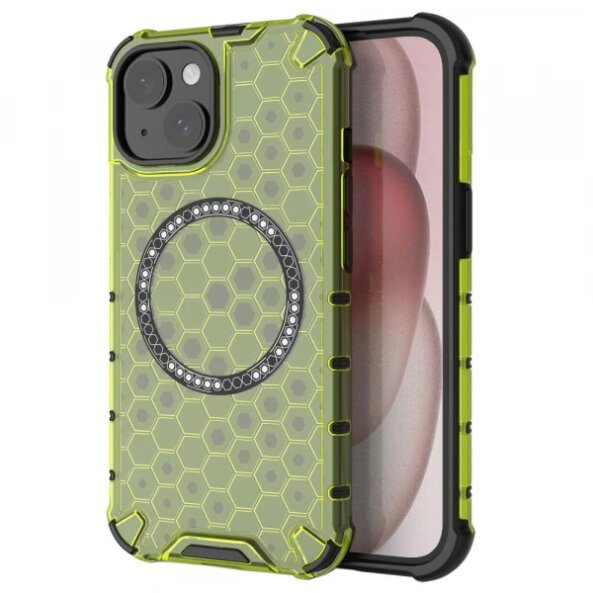 Husa MagSafe pentru Apple iPhone 14, Techsuit, HoneyComb Shield, Verde