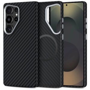 Husa MagSafe pentru Apple iPhone 15 Pro Max, Techsuit, CarbonHalo, Neagra