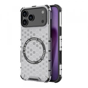 Husa MagSafe pentru Apple iPhone 17 Pro Max, Techsuit, HoneyComb Shield, Alba