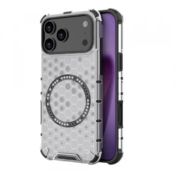 Husa MagSafe pentru Apple iPhone 17 Pro, Techsuit, HoneyComb Shield, Alba