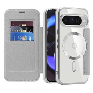 Husa MagSafe pentru Google Pixel 10 Pro / 10, Techsuit, SmartMag Book, Gri