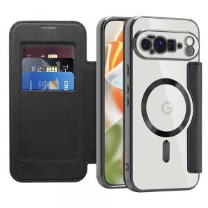 Husa MagSafe pentru Google Pixel 10 Pro XL, Techsuit, SmartMag Book, Neagra
