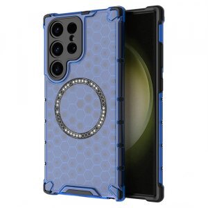 Husa MagSafe pentru Samsung Galaxy S24 Ultra S928, Techsuit, HoneyComb Shield, Albastra