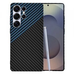 Husa pentru Samsung Galaxy S25 Ultra S938, Techsuit, Carbonite FiberShell, Neagra Bleu