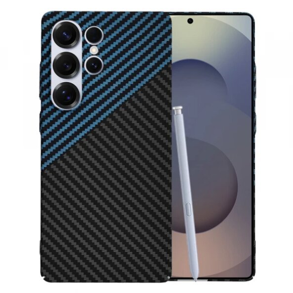 Husa pentru Samsung Galaxy S25 Ultra S938, Techsuit, Carbonite FiberShell, Neagra Bleu