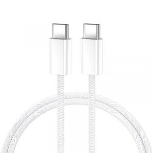 Cablu Date si Incarcare USB-C - USB-C BWOO BO-X284, 60W, 2m, Alb 