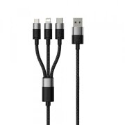 Cablu Incarcare USB-A - Lightning / microUSB / USB-C Baseus StarSpeed 3in1, 20W, 0.6m, Negru P10319900111-00 
