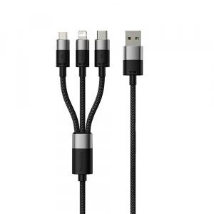 Cablu Incarcare USB-A - Lightning / microUSB / USB-C Baseus StarSpeed 3in1, 20W, 0.6m, Negru P10319900111-00 
