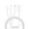 Cablu Incarcare USB-A - Lightning / microUSB / USB-C Baseus Superior 3in1 Series, 20W, 1m, Alb P10320105221-00 