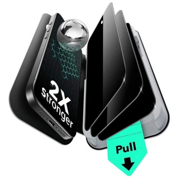 Folie de protectie Ecran Privacy ESR UltraFit pentru Apple iPhone 17 / 16 Pro, Sticla Securizata, Full Glue, Set 3 bucati