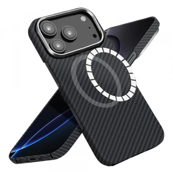 Husa MagSafe Techsuit Aramid Fiber pentru Apple iPhone 17 Pro, Neagra