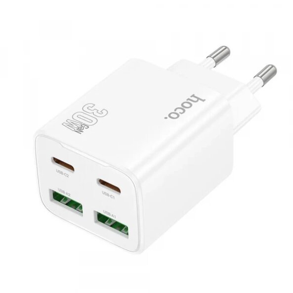 Incarcator Retea HOCO N56, 20W, 3A, 2 x USB-A - 2 x USB-C, Alb 