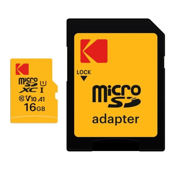 Card Memorie microSDHC Kodak Premium Performance, 16Gb, Clasa 10 / UHS-1 U1, Cu Adaptor EKMSDM16GHC10K 