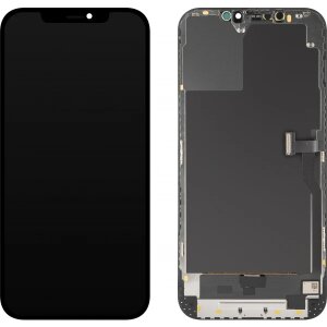 Display cu Touchscreen MP compatibil cu Apple iPhone 12 Pro Max, cu Rama, Versiune OLED Diagnostic, Negru 