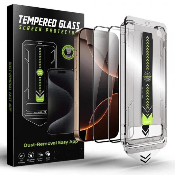 Folie de protectie Ecran Techsuit TitanGlass pentru Apple iPhone 17 Pro, Sticla Securizata, Full Glue, Set 2 bucati, Neagra