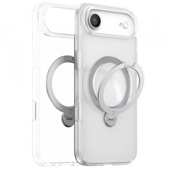 Husa MagSafe pentru Apple iPhone 17 Air, Torras, Ostand Spin, Transparenta