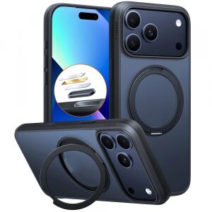 Husa MagSafe pentru Apple iPhone 17 Pro, Torras, Ostand Pro, Neagra