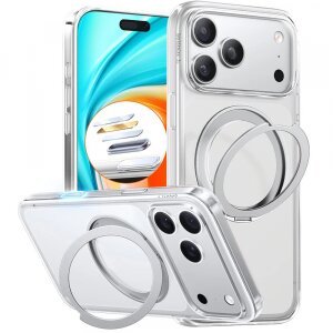 Husa MagSafe pentru Apple iPhone 17 Pro, Torras, Ostand Pro, Transparenta