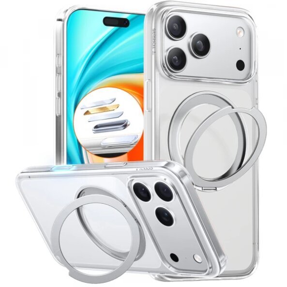 Husa MagSafe pentru Apple iPhone 17 Pro, Torras, Ostand Pro, Transparenta