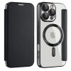 Husa MagSafe pentru Apple iPhone 17, Techsuit, SmartMag Book, Neagra
