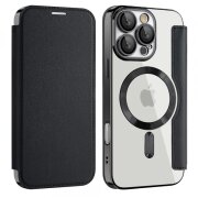 Husa MagSafe pentru Apple iPhone 17, Techsuit, SmartMag Book, Neagra