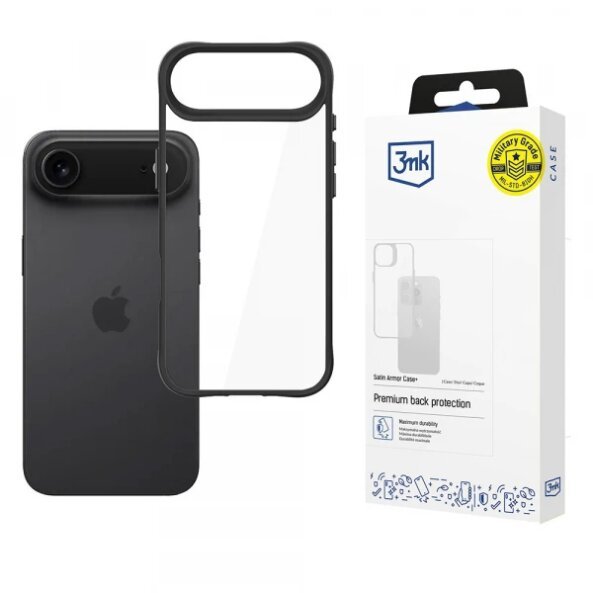 Husa pentru Apple iPhone 17 Air, 3MK, Satin Armor Case+, Neagra