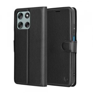 Husa pentru Motorola Moto G56, Techsuit, Leather Folio, Neagra