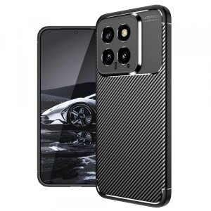 Husa pentru Xiaomi 14, Techsuit, CarbonFiber, Neagra
