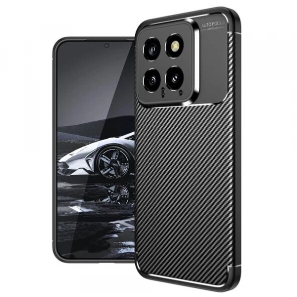 Husa pentru Xiaomi 14, Techsuit, CarbonFiber, Neagra