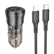 Incarcator Auto Cu Cablu Lightning Borofone BZ25 Journey, 38W, 3A, 1 x USB-A - 1 x USB-C, Negru 