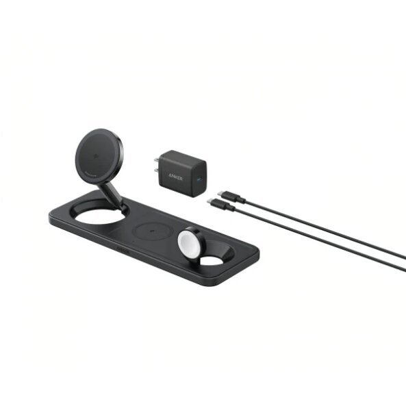 Incarcator Retea Wireless Anker MagGo 3in1, 15W, 1.67A, Negru B25M1311 