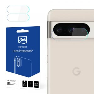 Folie de protectie Camera Spate 3MK Protection pentru Google Pixel 8 Pro, Sticla Securizata, Set 2 bucati, Transparenta