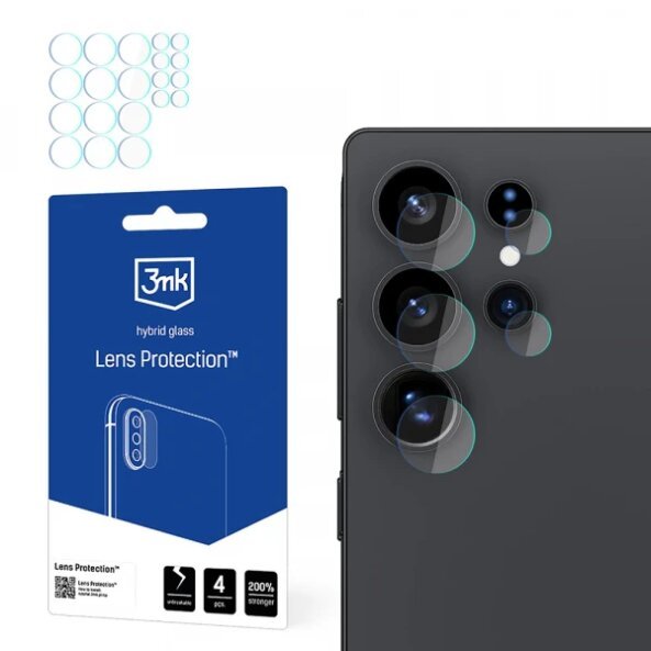 Folie de protectie Camera Spate 3MK Protection pentru Samsung Galaxy S25 Ultra S938, Sticla Securizata, Set 4 bucati, Transparenta