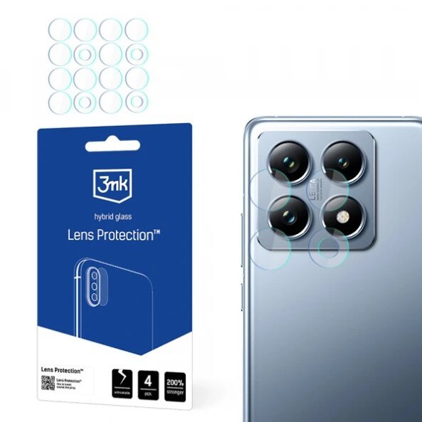 Folie de protectie Camera Spate 3MK Protection pentru Xiaomi 14T Pro / 14T, Sticla Securizata, Set 4 bucati, Transparenta