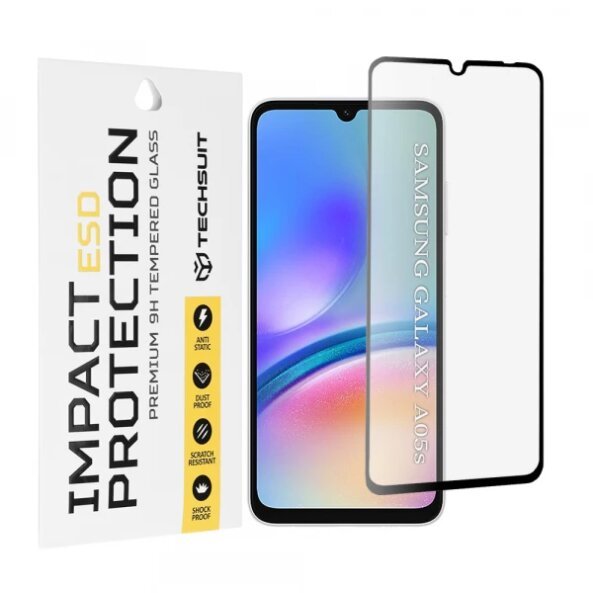 Folie de protectie Ecran Techsuit pentru Samsung Galaxy A05s A057, Sticla Securizata, Full Glue, Neagra