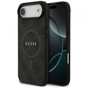 Husa MagSafe pentru Apple iPhone 17 Air, Guess, 4G Ring Classic Logo, Neagra